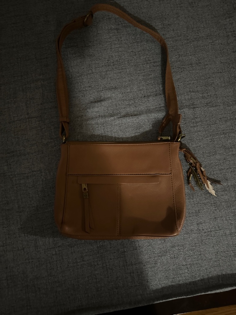 The Sak Brown Leather Crossbody Bag with Tassel Accents